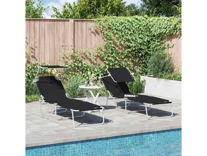 vidaXL Sonnenliege 2 stk. Polyester Schwarz