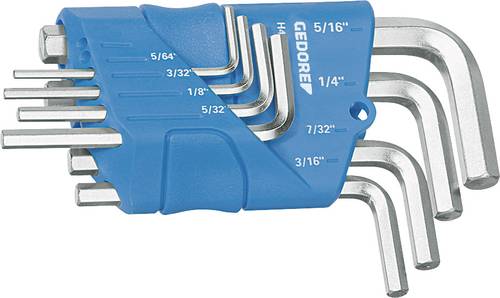 Gedore 1505424 Innen-Sechskant Winkelschraubendreher-Set 5/64 Zoll, 3/32 Zoll, 1/8 Zoll, 5/32 Zoll, 3/16 Zoll, 7/32 Zoll, 1/4 Zoll, 5/16 Zoll 8teili