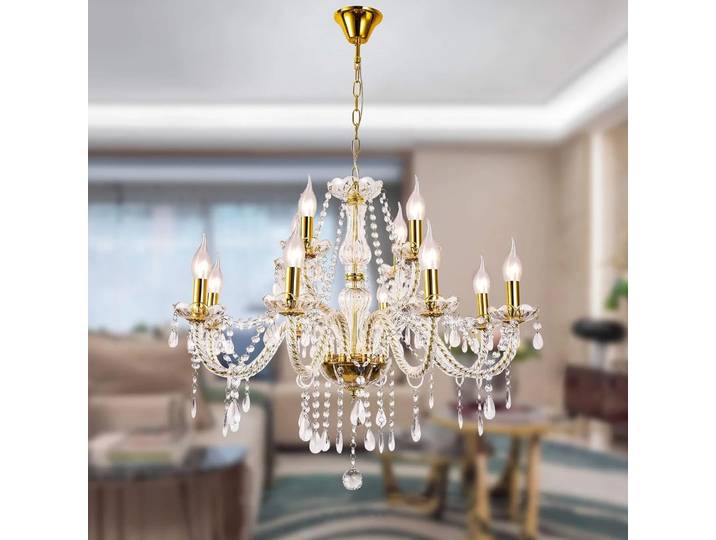 Lustre en cristaux de luxe moderne bougies rétro européennes lampe à suspension dorée pour hall d'hôtel salon salle à manger lumière d'îlot