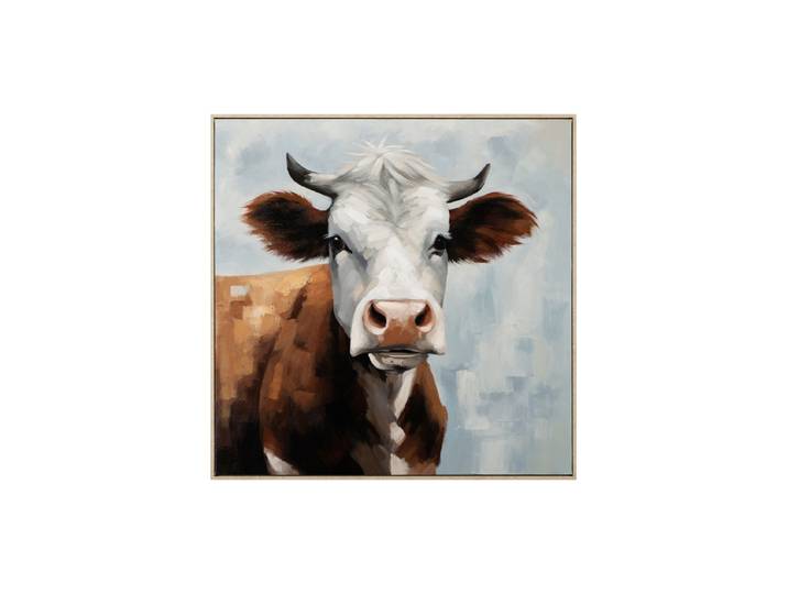 Handbemaltes, gerahmtes Bild „Kuh Bella“ 80 x 80 cm Multicolor Crea Collection