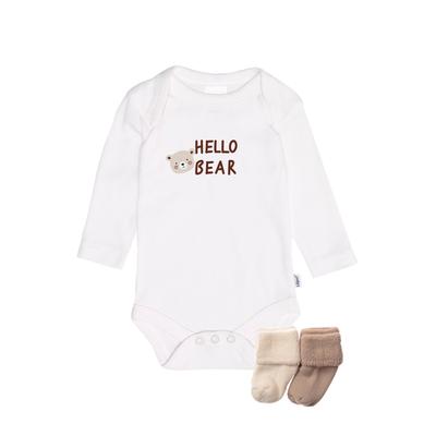 Erstausstattungspaket LILIPUT "Hello Bear", Mädchen, Gr. 44, weiß (weiß, beige), 100% Baumwolle, KOB Set-Artikel Erstausstattungspaket, mit niedlichen Socken