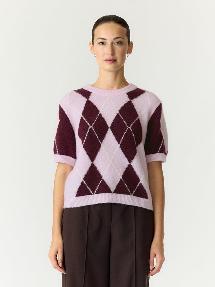 YAS Pullover in Rosa/ Bordeaux - L