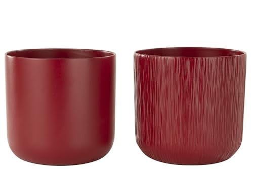 J-Line Set van 2 Keramische Bloempotten Rood Extra Extra Large