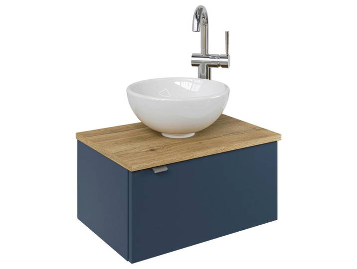 Sadena Waschtischkombi Meran, Blaugrau, 51 cm, Goldenes M, Made in Germany, hängend, Typenauswahl, Permanentablauf notwendig, Waschbecken ohne Überlaufloch, Badezimmer, Waschbecken & Armaturen, Waschtische