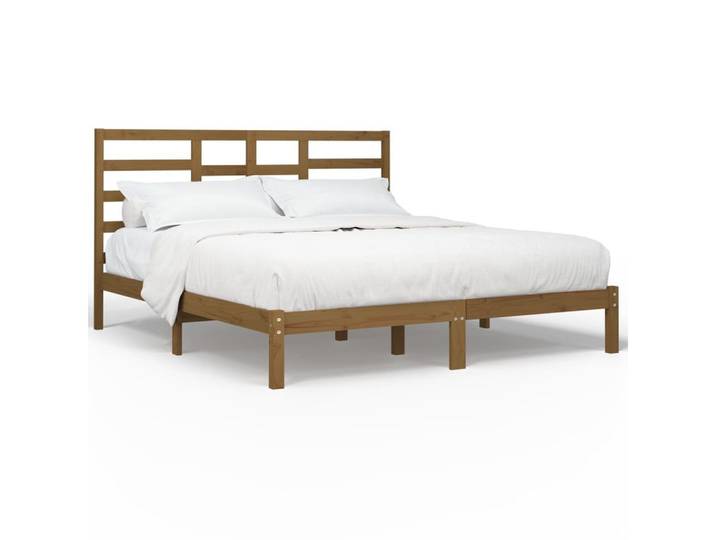 furnicato Bettgestell Holzbett Massivholz Honigbraun 205,5x206x104 cm (1-tlg), Bettrahmen mit Sperrholzlatten für optimale Gewichtsverteilung
