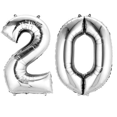 Folienballon silber Zahl 20