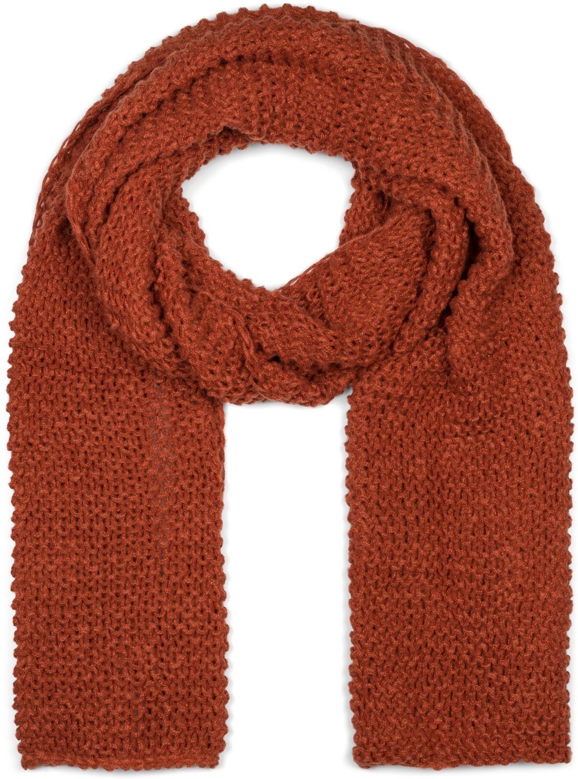 Strickschal STYLEBREAKER "Langer Strick Schal mit Wellen Strickmuster", Damen, braun (rehbraun), Obermaterial: 100% Polyacryl PAN., Modisch, Modetücher