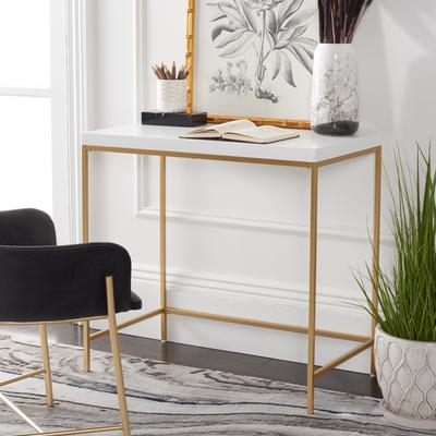 SAFAVIEH Cass 18-Inch Metal Desk, White and Gold, Modern