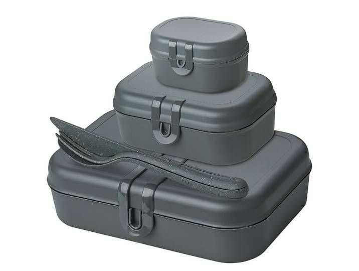 Lunchbox-Set Pascal Ready I 4-teilig 17 x 6 x 23cm Grau/Dunkelgrau