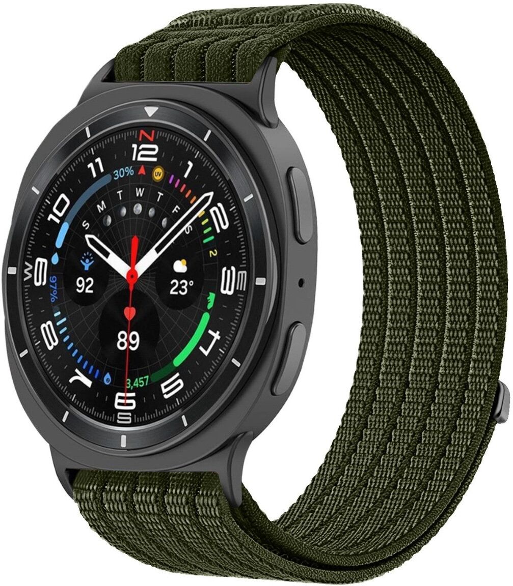 INF Nylon Loop Armband kompatibel mit Samsung Watch 9, Watch 8 und Watch 8 Classic, verstellbar und atmungsaktiv Dunkelgrün