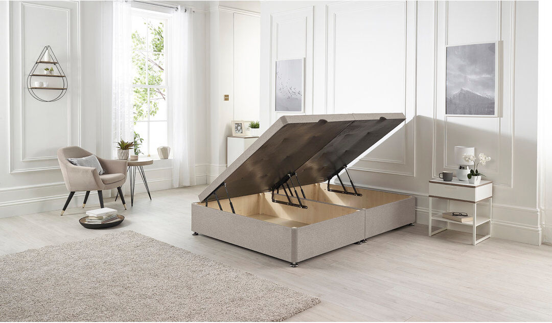 17 Stories Orchid Side Opening Gas Lift Ottoman Bed Base Plush Velvet Silver Double (4'6)