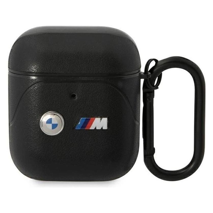 BMW BMA222PVTK AirPods 1/2 cover czarny/black Leather Curved Line (Kopfhörer Hülle) (BMW000616-0)