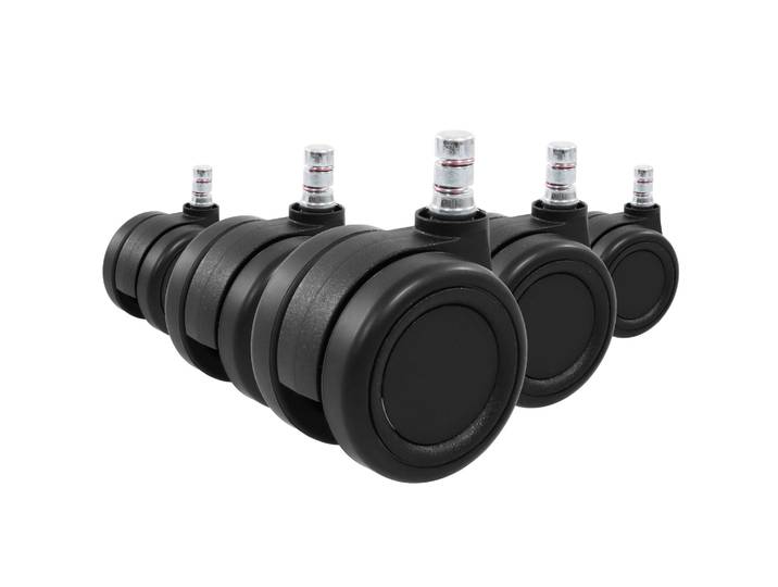 5x Roulettes Pour Sols Durs Rolo Color 60 11mm / 60mm Noir Hjh Office