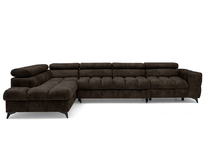 Muffo Ecksofa Pudding Maxi, Elegante starke Steppung, mit Bettkasten, verstellbaren Kopfstützen, mit Schalffunktion