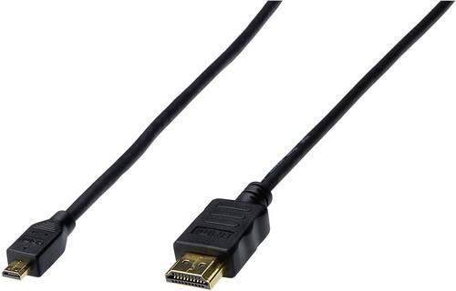 Digitus HDMI Anschlusskabel HDMI-A Stecker, HDMI-Micro-D Stecker 1.00m Schwarz AK-330115-010-S vergoldete Steckkontakte HDMI-Kabel