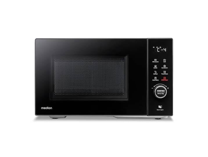 MEDION Mikrowelle mit Grill und Heißluft (23 Liter, 900 Watt, 1000 Watt Grill, 1680 Watt Heißluftfunktion, 11 Automatik-Programme, 5 Leistungsstufen, Auftaufunktion, Edelstahl, MD12031) [MODELL 2025]
