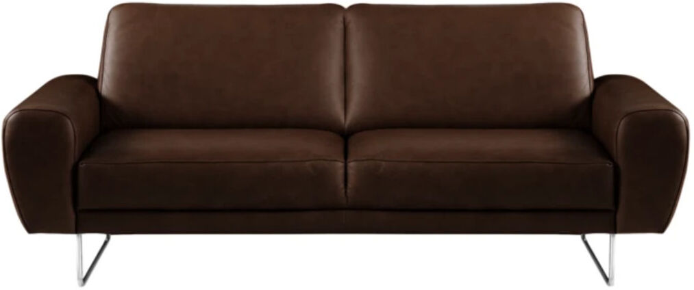 17 Stories Edeltrud Full Grain Leather Sofa Grey 3