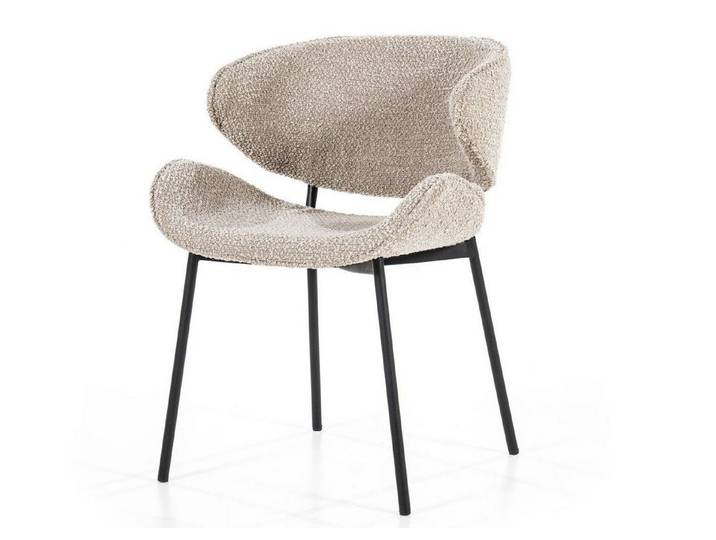 Maison ESTO Esszimmerstuhl ALENA Vierfußstuhl Bouclé Stoff Küchenstuhl Stuhl