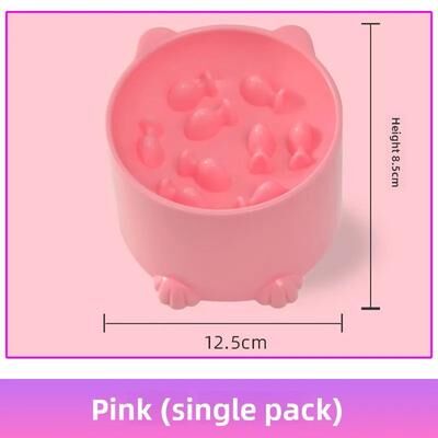 Inspire Select Anti Choking Slow Feeder Bowl For Cats & Small Dogs Neck Protective Puzzle Feeding Dish For Healthy Eating pink