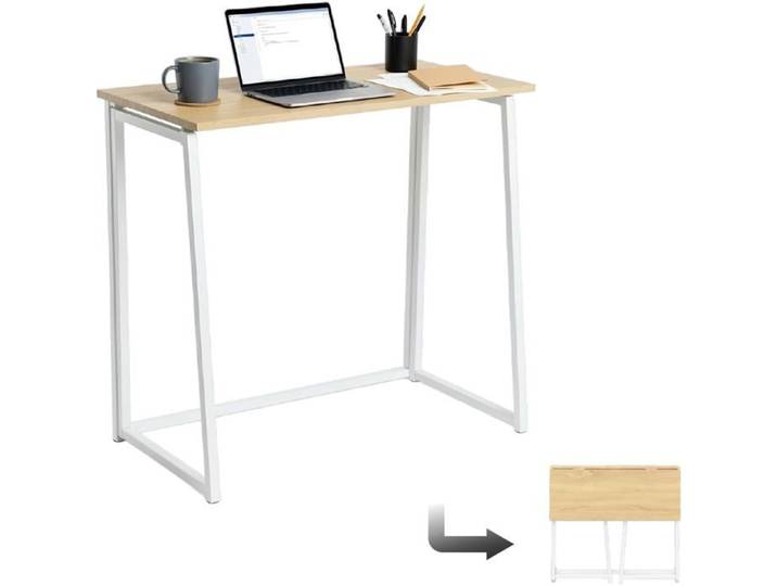 Bureau Informatique Pliant Pour Petits Espaces Postes De Travail Table D'Ordinateur Pliante Assemblage Facile Cadre En Métal Chêne