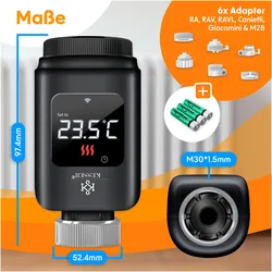 Kesser Heizungsregler Smart Home Heizungssteuerung mit WLAN & APP Steuerung, Thermostat, Schwarz