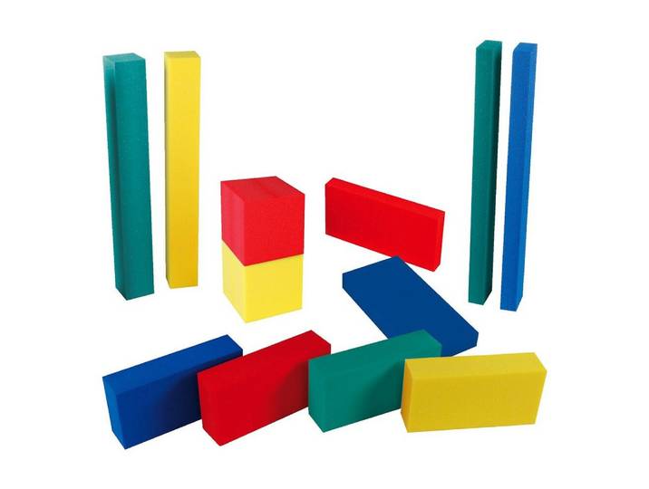 Sport-Thieme Schaumstoffbausteine-Set Riesen-Bauklötze Spielbausteine, Set aus 12 Bausteinen in 4 Formen und 4 Farben