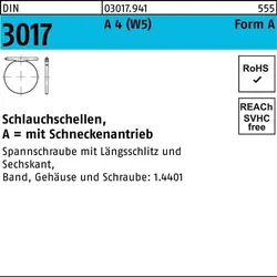 Schlauchschelle DIN 3017 W5 Schneckenantrieb 32- 50/9 C7 A 4 50 Stück