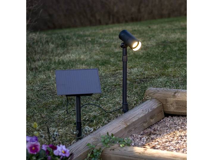STAR TRADING LED-Solar-Spot Powerspot 53cm, 250lm, schwarz, Erdspieß, schwarz, Kunststoff, Modern,