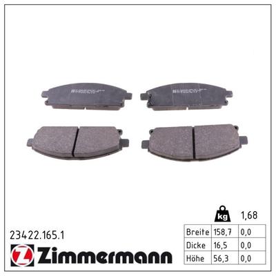 ZIMMERMANN Bremsbelagsatz, Scheibenbremse 23422.165.1 Vorderachse für NISSAN INFINITI