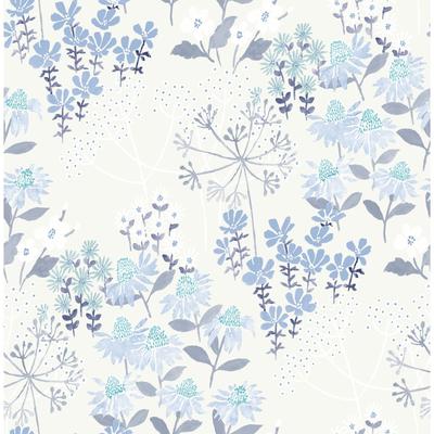 A-Street Prints Cultivate Blue Springtime Blooms Wallpaper