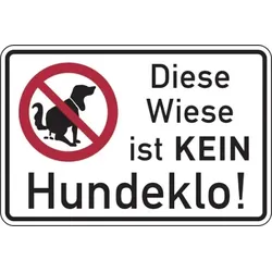 Hinweisschild, Diese Wiese ist KEIN Hundeklo, Aluverbund - 300 x 200 x 2 mm Aluverbund