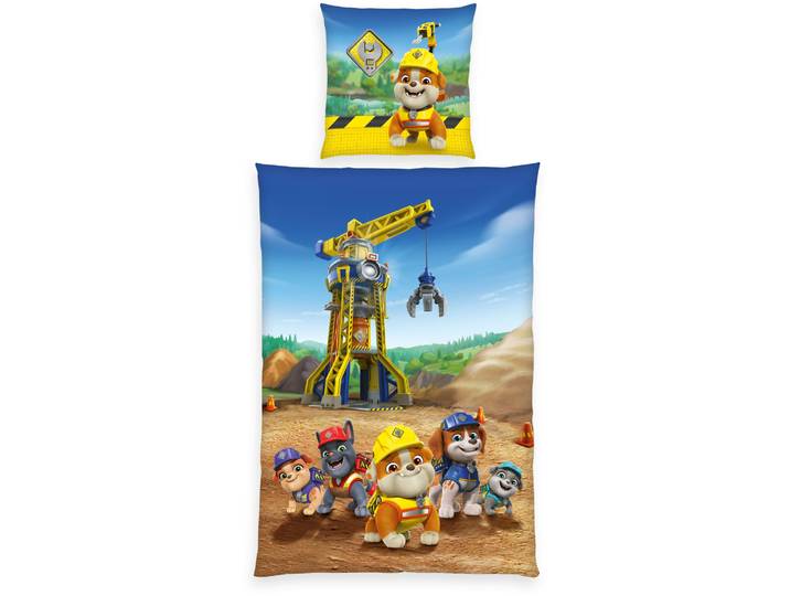 Bettwäsche PAW PATROL Paw Patrol Rubbel&Crew , bunt, B/L: 135cm x 200cm, 1 Stk., 1 Stk., Renforcé, B/L: 80cm x 80cm, 2 Stk., Renforcé, Obermaterial: 100% Baumwolle, Bettwäsche, Bettwäsche, Wendebettwäsche