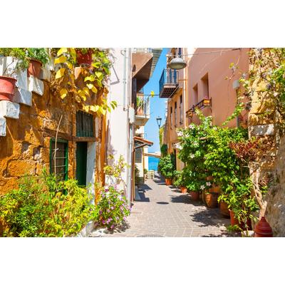 Fototapete PAPERMOON "CHANIA KRETA-GASSE", bunt, B:2,5m L:1,86m, Vlies, Tapeten