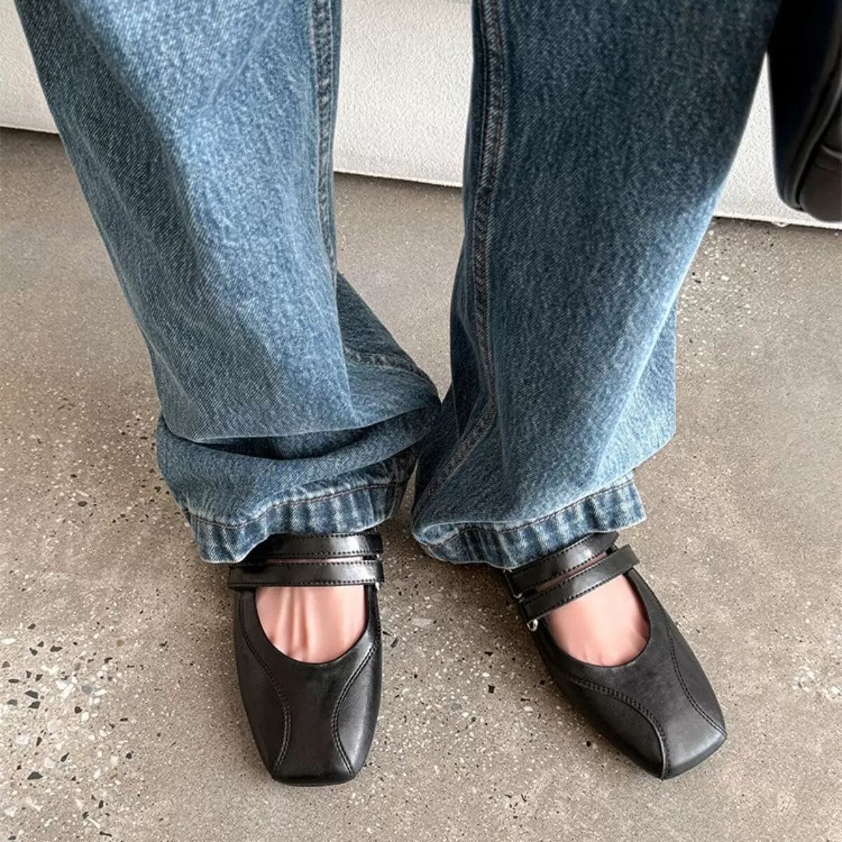 INF Retro Square Toe Mary Jane Ballerinas – Bequeme & Vielseitige Schuhe 39