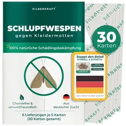 Schlupfwespen gegen Kleidermotten: 6 Lieferungen je 5 Karten (30 Karten gesamt)