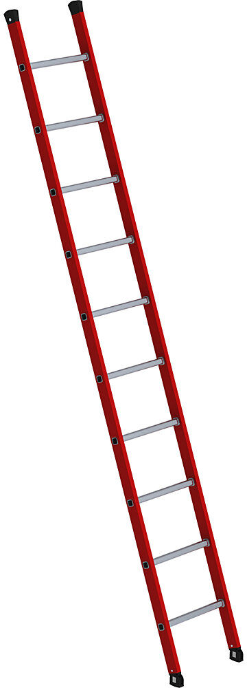 Kunststoff-Anlegeleiter, mit geriffelten Aluminium-Sprossen, 10 Sprossen MUNK