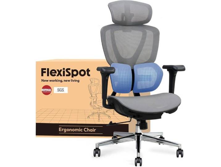 FlexiSpot OC8 Chaise Ergonomique Chaise de Bureau avec Support Lombaire Appui-tête 3D Dossier Inclinable en 3 Positions Noir