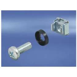 Schroff 19"-Befestigungssatz (Schraube, Scheibe, Mutter) - BEFESTIGUNGSSATZ M6 100STK, Serverschrank Zubehör, Schwarz