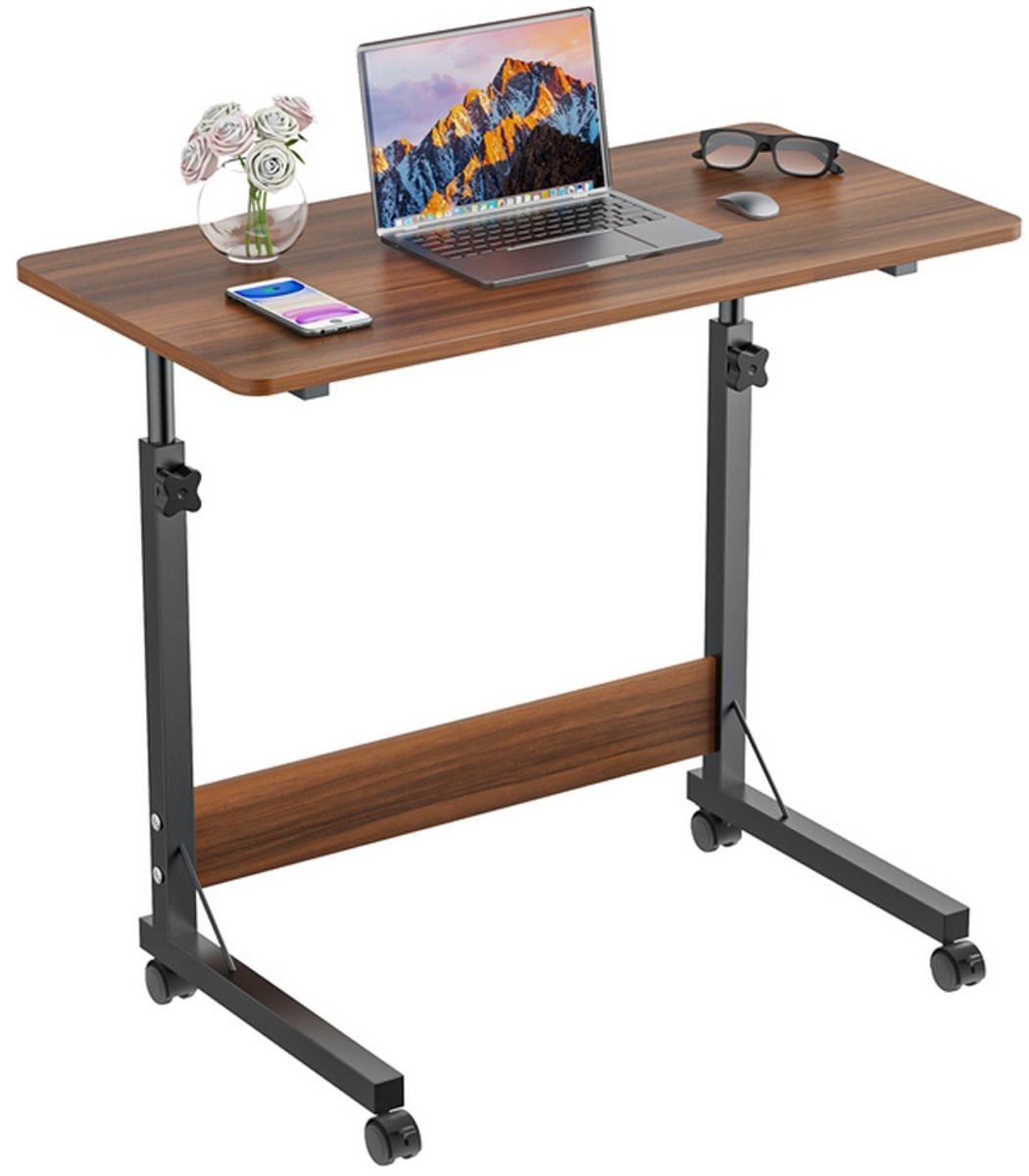 Multifunctionele Verstelbare Computertafel met Katrollen en Kantelbaar Blad, Bruin