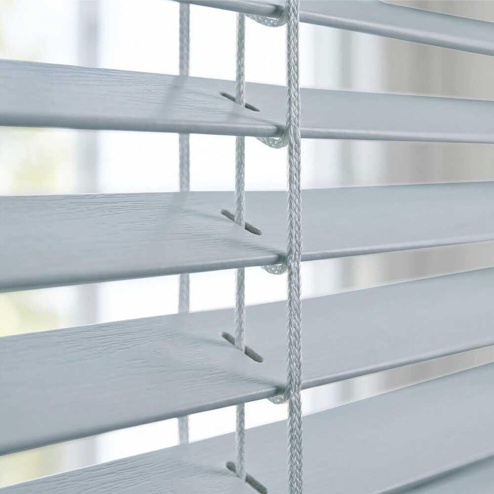 Symple Stuff PVC Faux Wood Venetian Blinds, Moisture Resistant Window Blinds for Home & Office Grey 150cm L x 120cm W