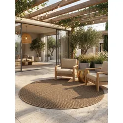 Outdoor-Teppich Fischgrät / Chevron Beige 200x200 cm Wetterfest
