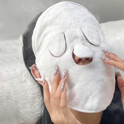 Youfap Market Cotton Hot Compress Towel, Moisturizing Skin Care Mask For Pore Cleaning And Hydration 3 Holes