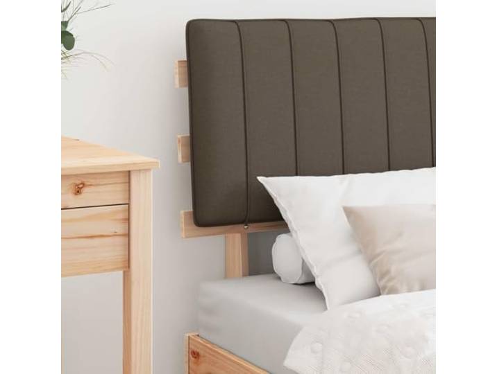 KTHLBRH Bett Kiefer massiv 80 x 200 cm mit Kopfteil taupe Gepolstertes Kopfteil mit Lattenrost, einfache Reinigung, einfache Montage