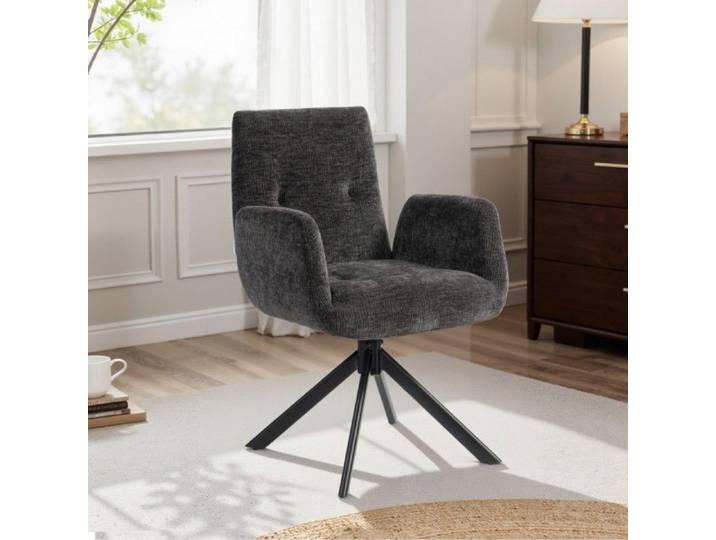 Fauteuil pivotant design moderne noir - Rembourré confortable - 120kg max - Dimensions 60x61x88cm - Chaise d'appoint parfaite