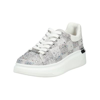Plateausneaker STEVE MADDEN "STEVE MADDEN Sneaker Textil", Damen, Gr. 39, Textil, silber (grau), Schuhe Plateausneaker