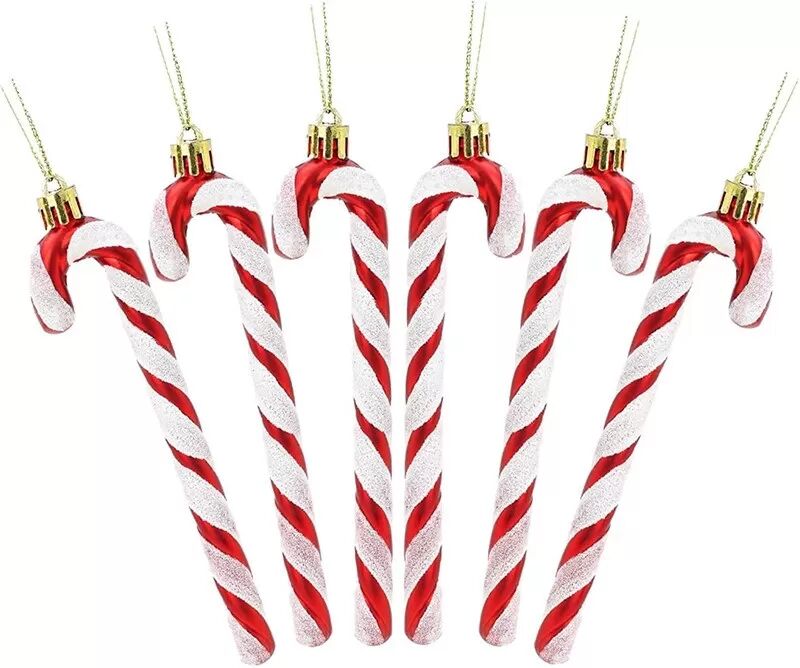 INF Zuckerstangen Weihnachtsbaumschmuck (6er-Pack) - Festliche Weihnachtsdekorationen Rot