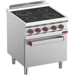 Elektroherd 4 Glaskeramikkochflächen auf Backofen GN 2/1 und Elek. Grill (E7/4VCF7-N)