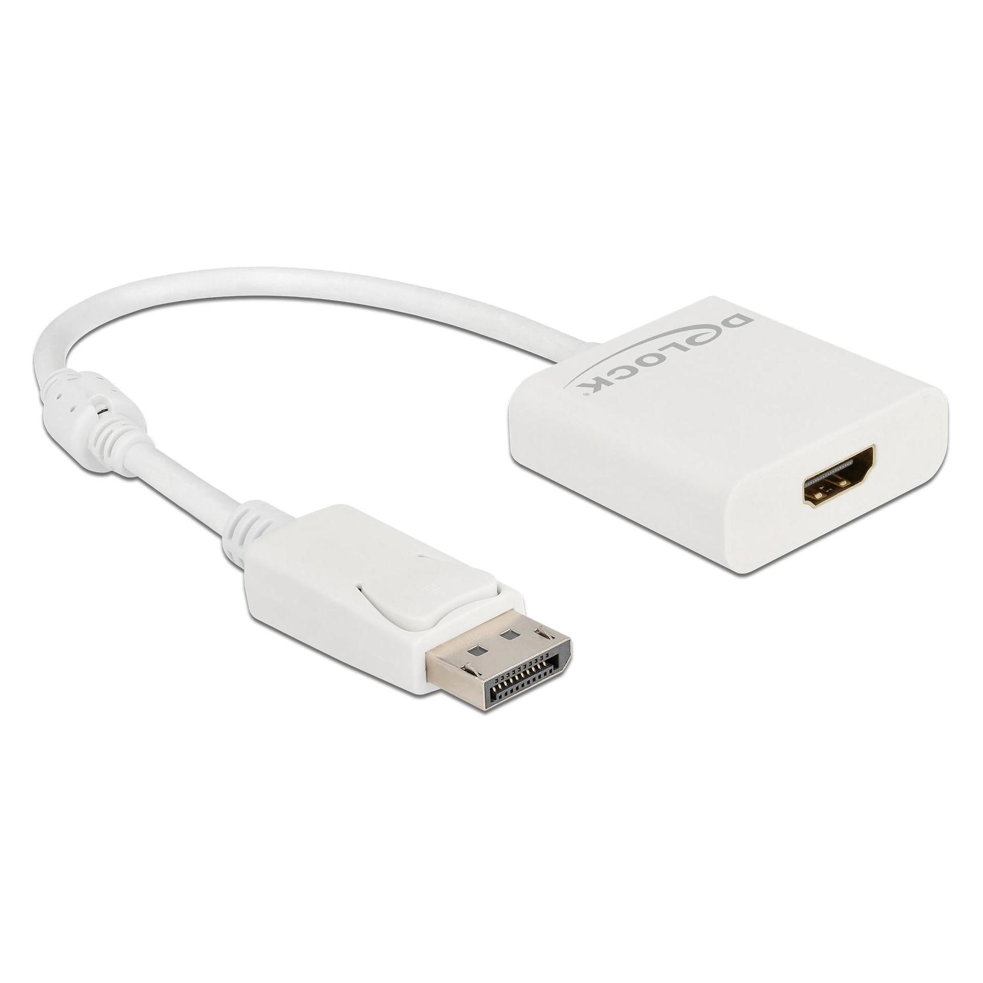 Delock Adapter DisplayPort 1.2 Stecker zu HDMI Buchse 4K Aktiv weiss (DisplayPort, HDMI) (63586)
