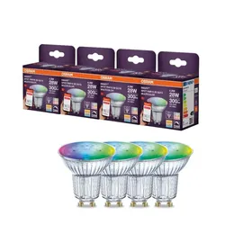 4er Set OSRAM SMART+ LED Strahler GU10 Zigbee DIMM 4,9W wie 28W RGBW Multicolor