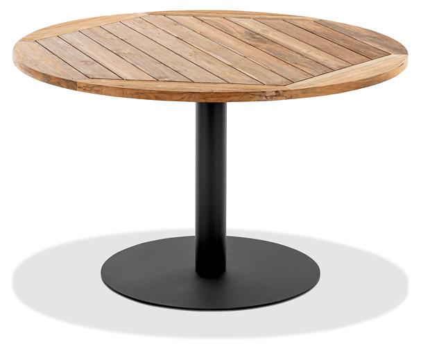 Gartentisch Bistrox 125 rund Tischplatte Teak Recycelt Gestell Stahl Anthrazit